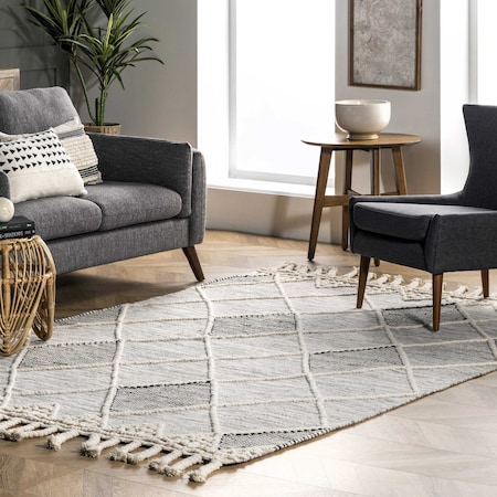Nuloom Becca Diamond Trellis Tassel Wool Area Rug 5ft x 8ft VEBS01A-508